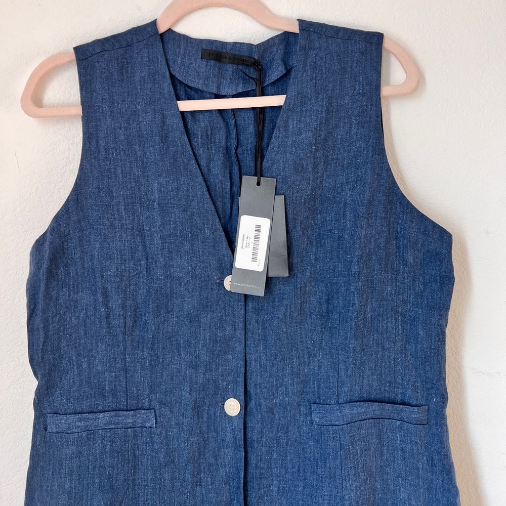 Jenni Kayne Blue Callan Chambray‎ Midi Dress Large Sleeveless 100% Linen NWT - Picture 5 of 8